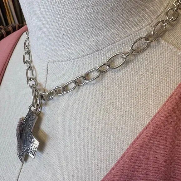 SILPADA 925 Sterling Silver Cross Necklace Toggle Closure Chunky Chain - Picture 4 of 9